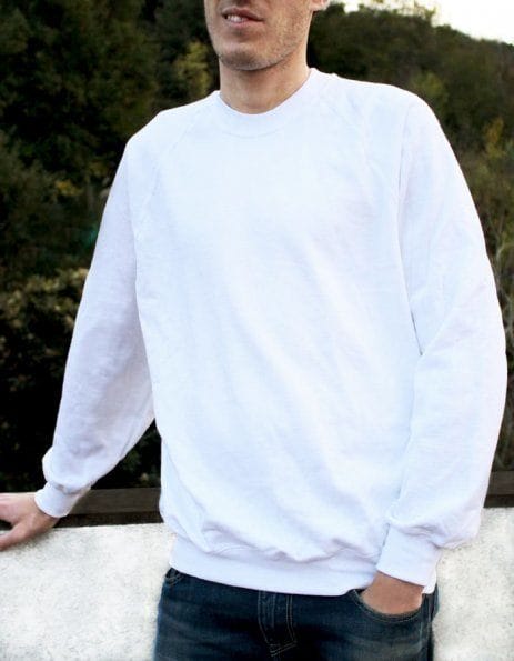 Stampa felpa personalizzata girocollo fruit of the loom bianca