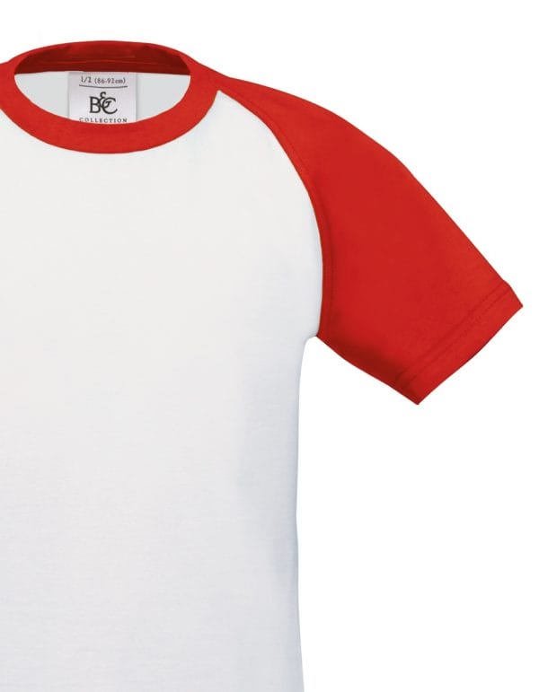 B&c maglietta bambino maniche colorate baseball dettaglio