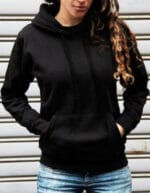 Felpa nera cappuccio donna