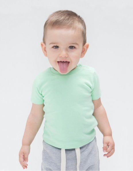 Maglietta baby verde menta con bottoncini laterali
