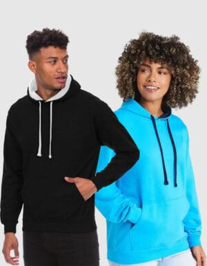 Felpa con cappuccio bicolore unisex