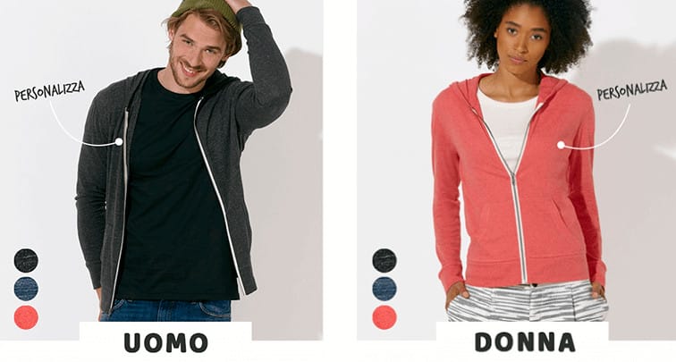 Felpe leggere con zip e cappuccio da personalizzare