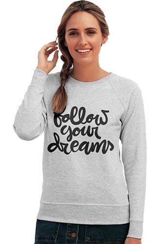 Felpa girocollo grigio melange personalizzata donna