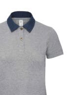 B&c dnm polo donna colletto a contrasto grigio melange