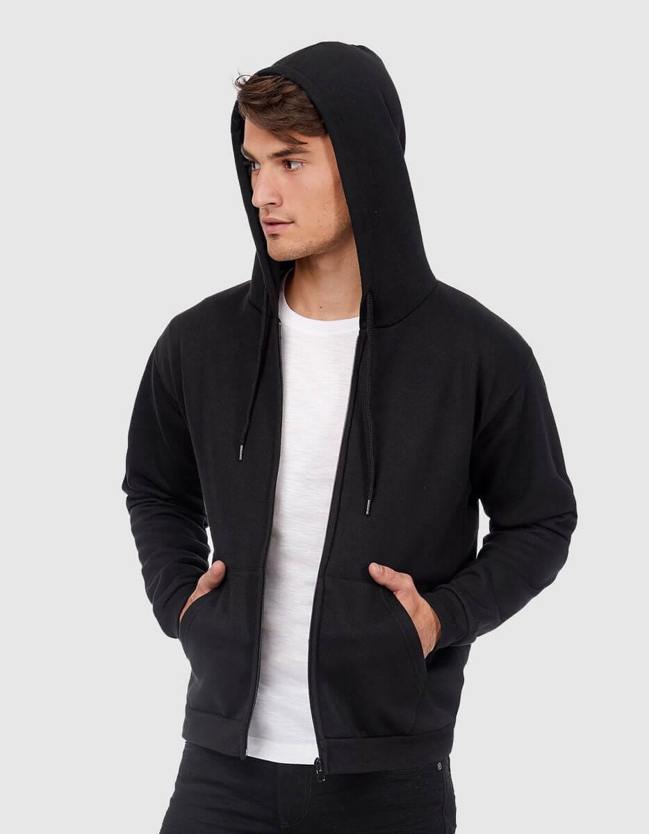 B&c id 205 felpa cappuccio zip uomo