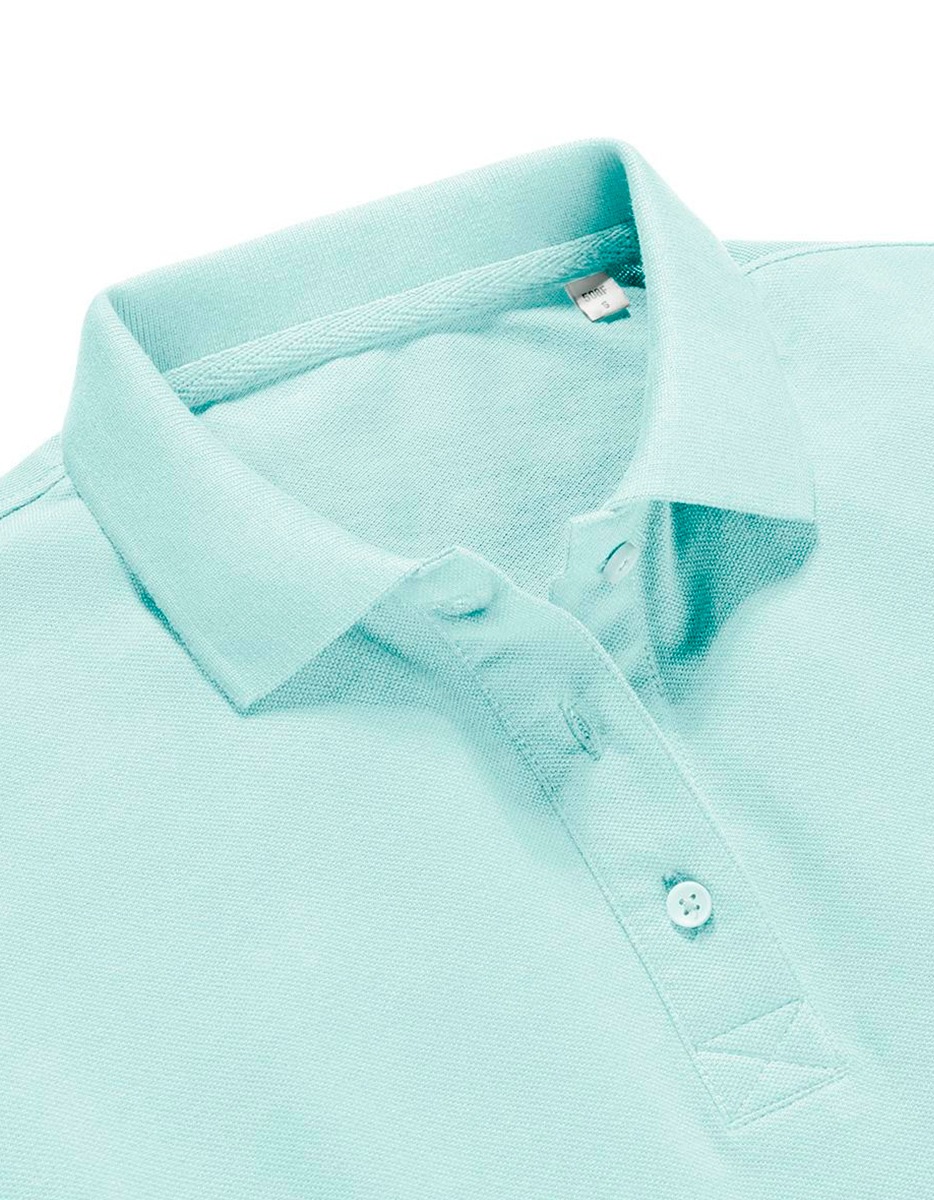Ladies' pure organic polo russel dettaglio colletto