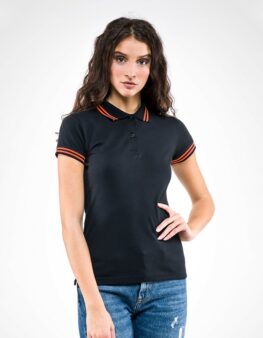 Polo donna con bordini fluo Sissi Socim