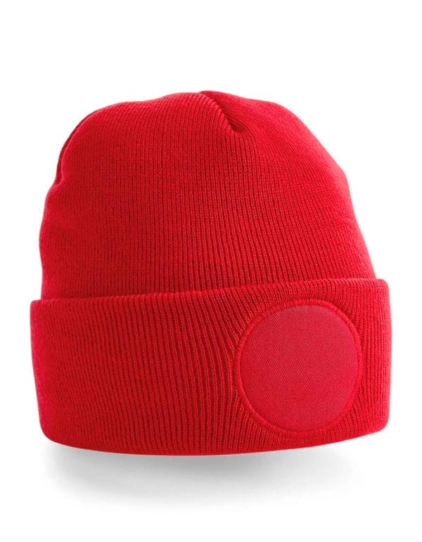 Cappellino invernale personalizzato con patch tonda dettaglio