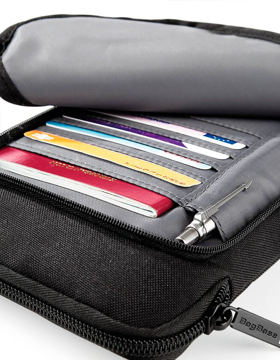 Portafoglio da viaggio personalizzato dettaglio tasca porta passaporto