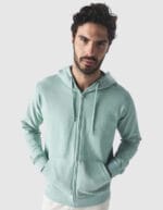 Felpa full zip con cappuccio in french terry