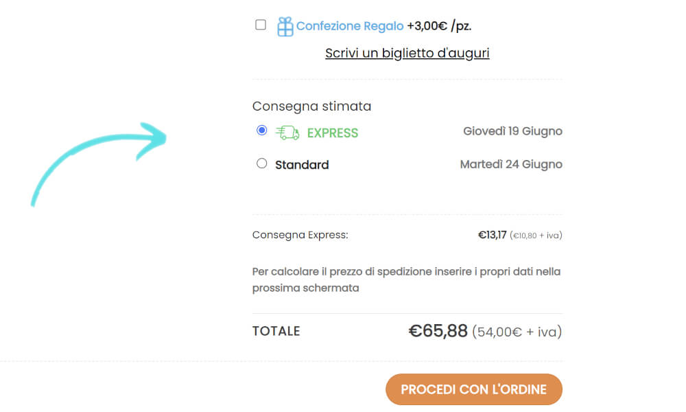 Completa l ordine
