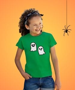 Maglietta bimba verde con fantasmini