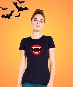 Maglietta donna con denti a vampiro