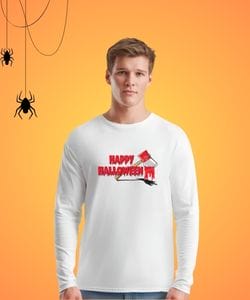 Maglietta uomo maniche lunghe con scritta happy halloween