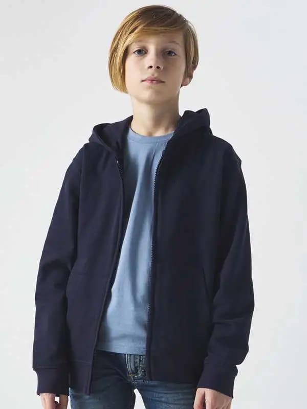 Felpa cappuccio zip bambino in french terry - immagine 2