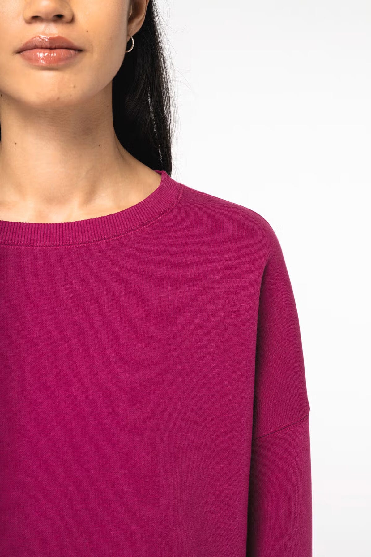 Felpa girocollo donna oversize ecosostenibile taglio crop - immagine 3