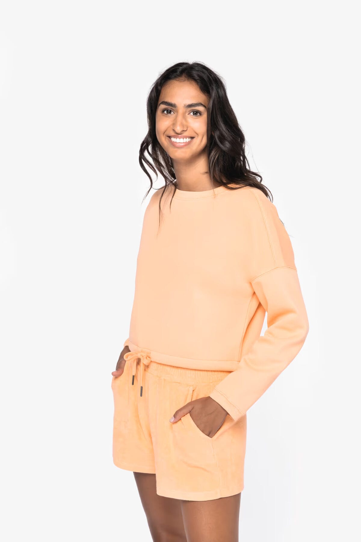 Felpa girocollo donna oversize ecosostenibile taglio crop - immagine 6