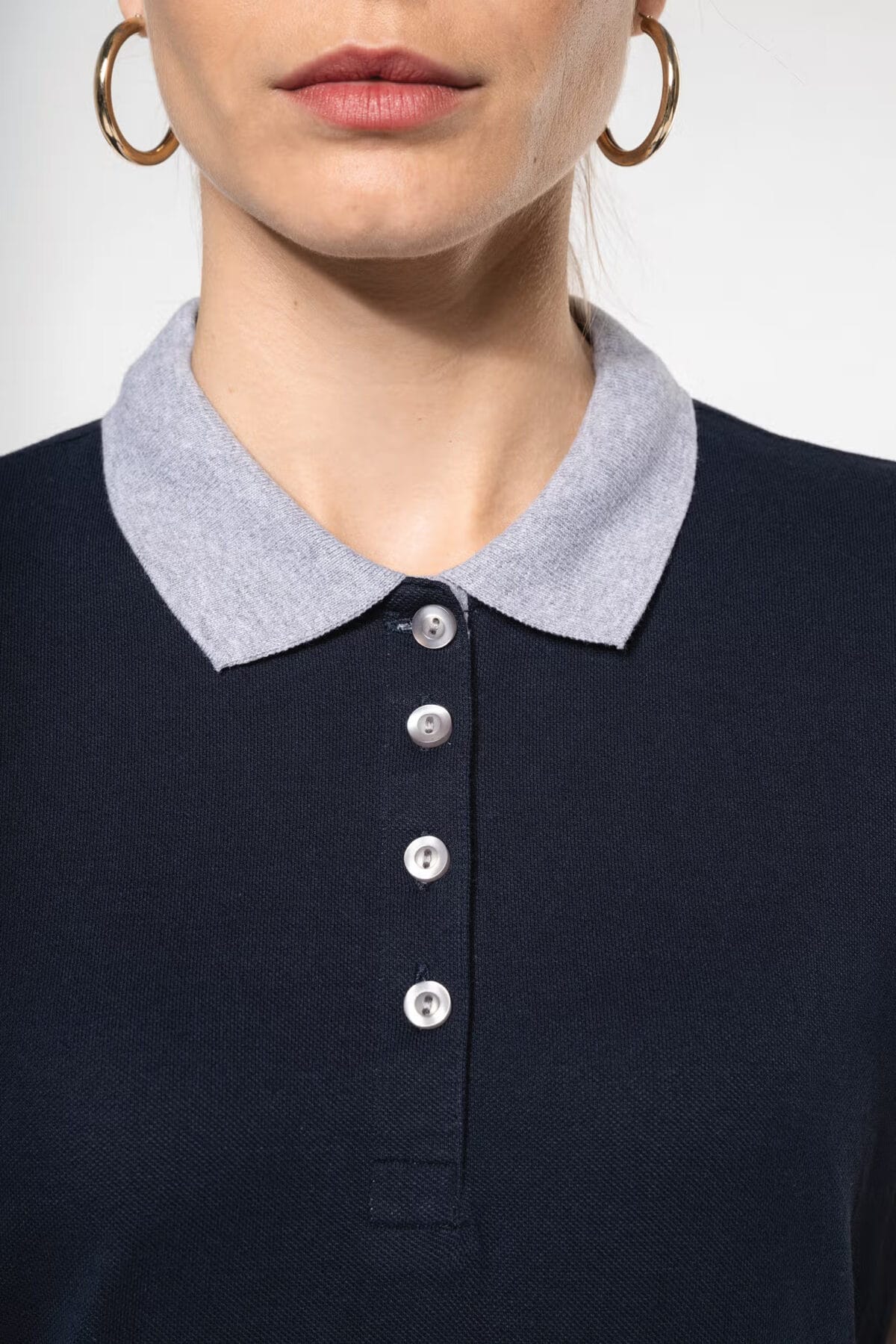 Polo piqué donna bicolore - immagine 4